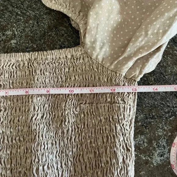 Abercrombie & Fitch Puff Sleeve Smock Top Neutral Cottagecore Square Neck Small - Picture 3 of 8